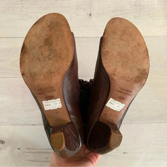 E'CLAT Booties Brown Made in Italy Leather Sz 39.5 - Picture 9 of 10